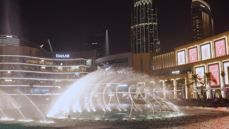 Nighttime view of Dubai Fountain