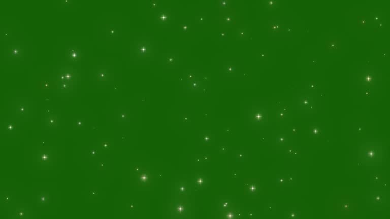 Glowing Twinkle Star Moving In Sky On Green Screen Background, Stars Moving On Space, Animation Of Blinking Stars Moving On Black Background, Glittering Particle Glowing Start Background Deep Space