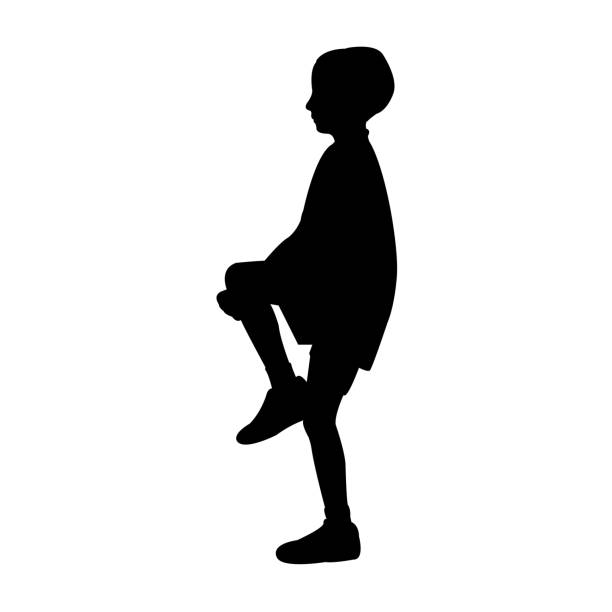 a child body silhouette vector a child body silhouette vector standing on one leg not exercising stock illustrations