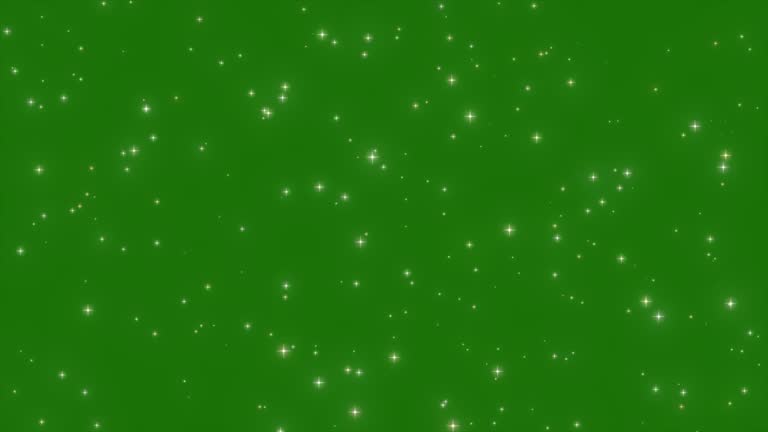 Glowing Twinkle Star Moving In Sky On Green Screen Background, Stars Moving On Space, Animation Of Blinking Stars Moving On Black Background, Glittering Particle Glowing Start Background Deep Space