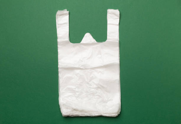 istock Plastic bag on color background, top view 1456252451