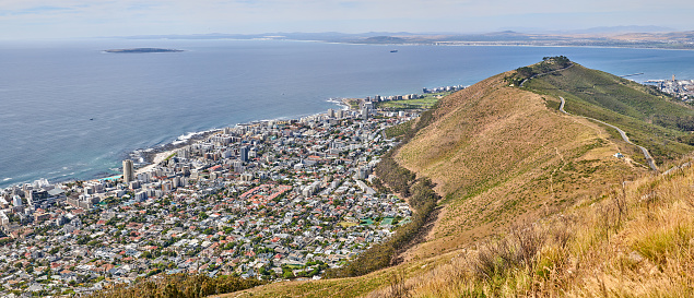 Sea Point by the Atlantic ocean - Cape Town, a city of diversity , South Africa. Aerial photo