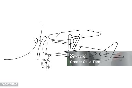 istock Biplane line art 1456255163