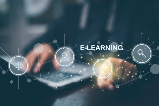istock Concept E-learning education, Businessman hand touch Online Education icon on virtual screen. internet lessons and online webinar, online lessons on a digital screen.Education internet Technology. 1456259237