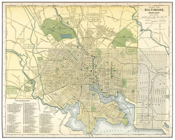 istock Map of the city of Baltimore, USA 1863 1456260552