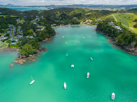 Aerial coastline view in New Zealand