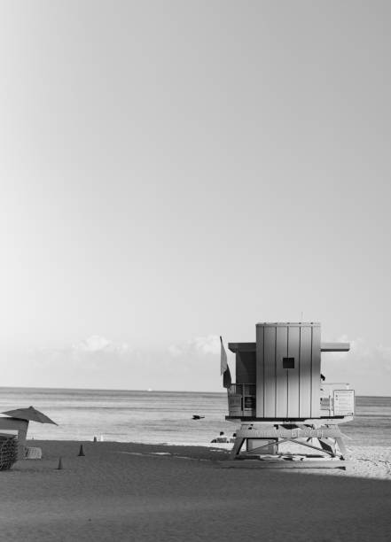 istock beach lifeguard black and white Miami Beach summer 1456265148