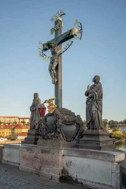 Statuary of the Holy Crucifix and Calvary at Charles Bridge - Prague, Czech Republic
