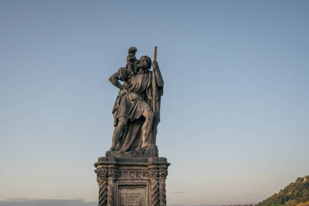 istock Statue of Saint Christopher at Charles Bridge - Prague, Czech Republic 1456266393