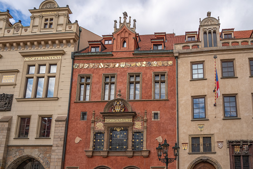 Old Town Hall West house facade at Old Town Square - Prague, Czech Republic
