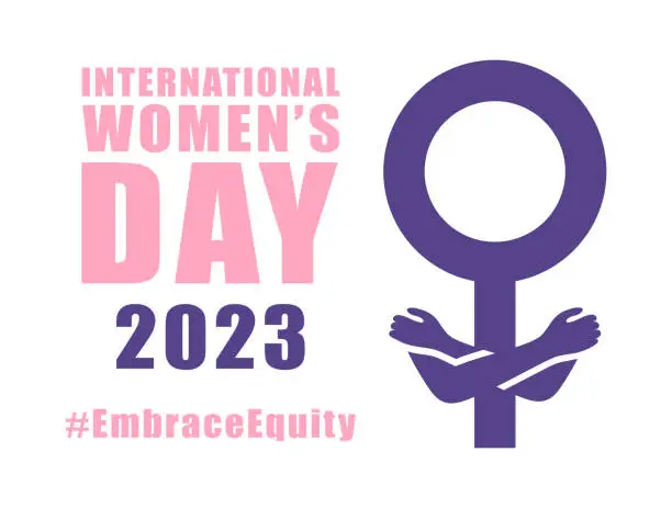 Vector illustration of International womens day concept poster. Embrace equity woman illustration background