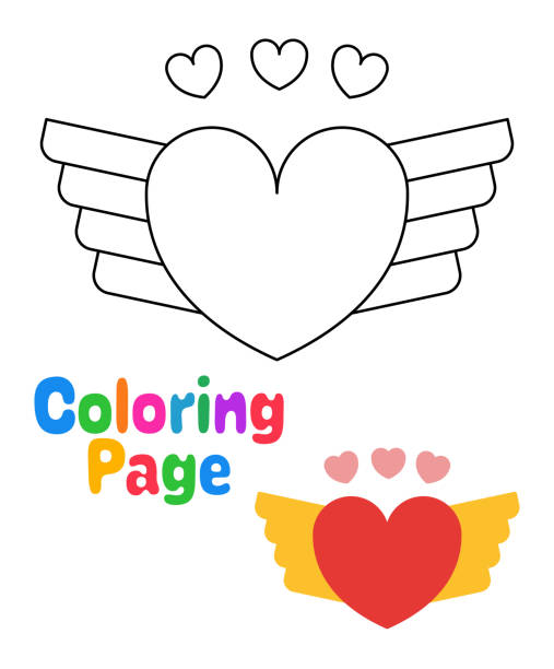 Ilustración de Dibujo Para Colorear Con Amor Para Niños y más Vectores  Libres de Derechos de Acontecimiento - Acontecimiento, Alas de disfraz,  Amistad - iStock