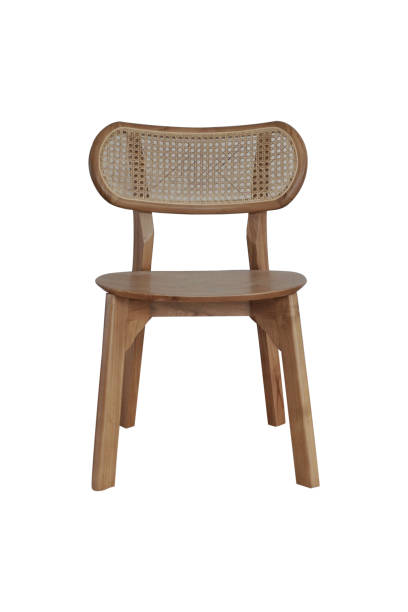 istock Wooden rattan chairs isolated on white background 1456279964