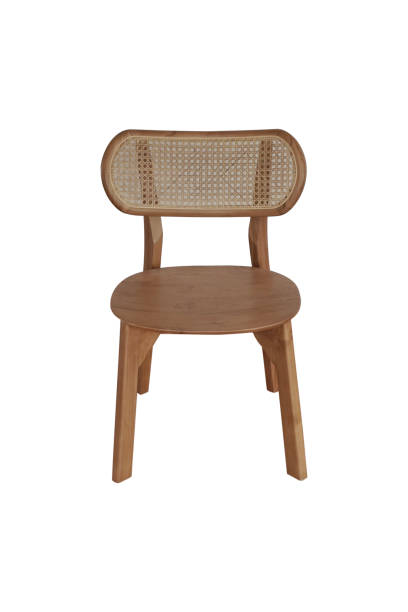 istock Wooden rattan chairs isolated on white background 1456279966