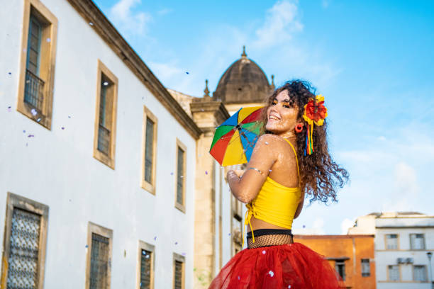 istock Dancer holding a frevo umbrella 1456280112