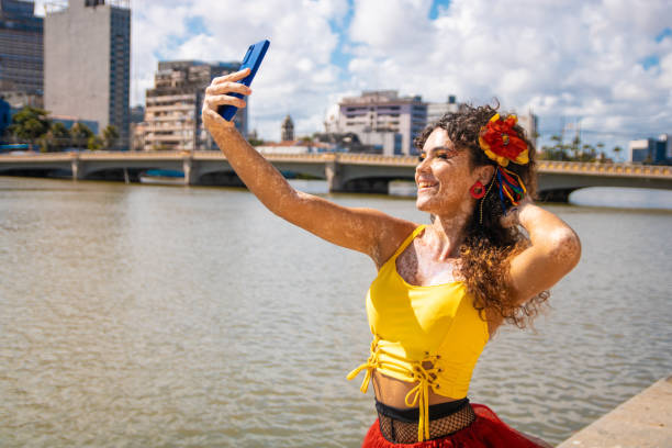 istock Tourist taking a selfie in Recife, Pernambuco 1456280408