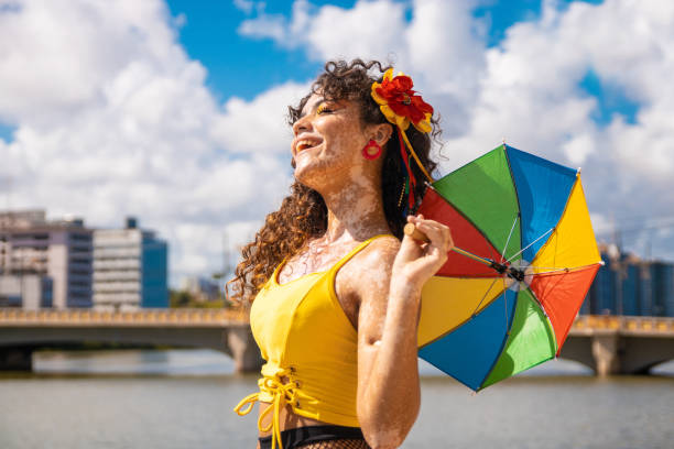 istock Dancer holding a frevo umbrella 1456280454