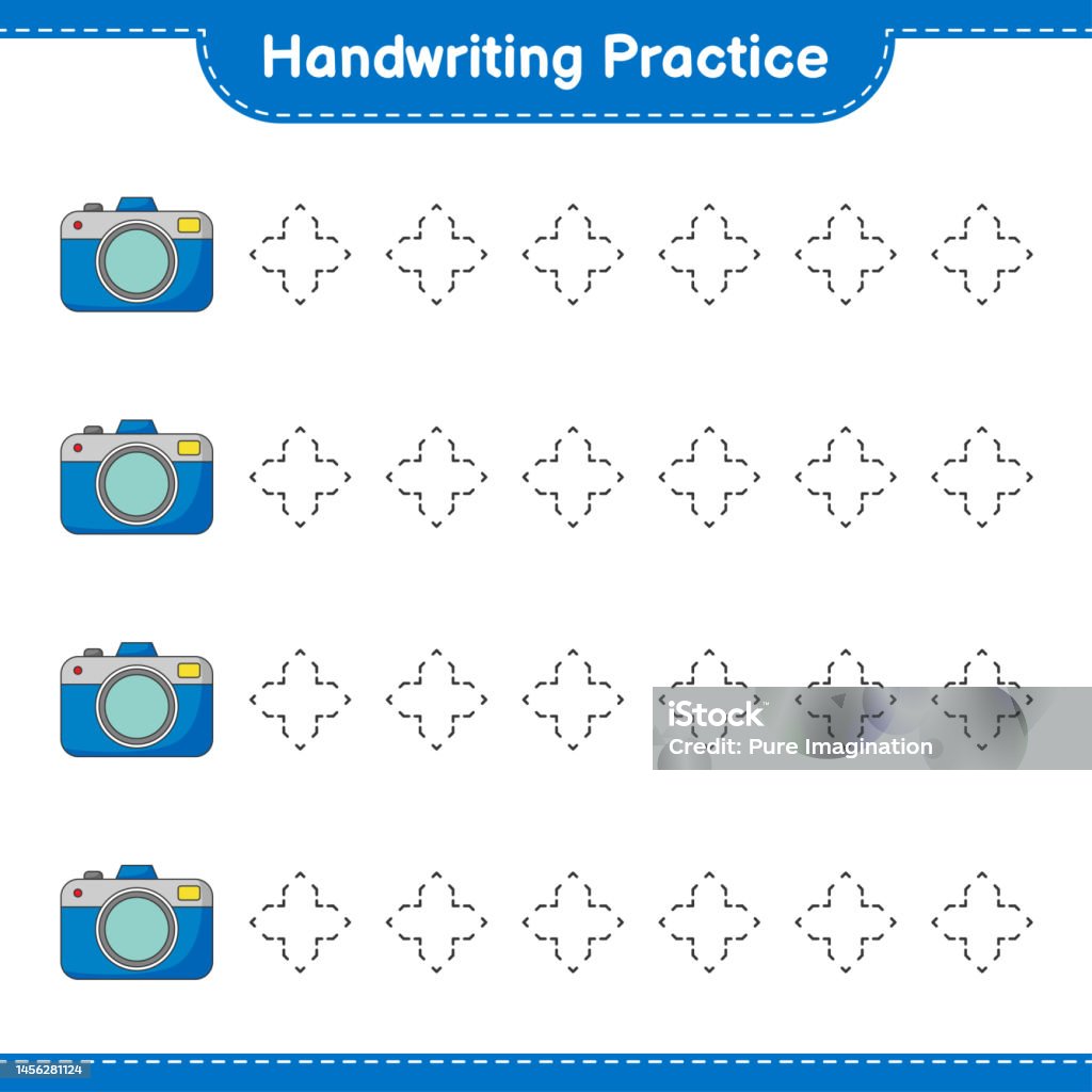 Handwriting Camera Handwriting Practice Tracing Lines Of Camera Educational Children Game ...