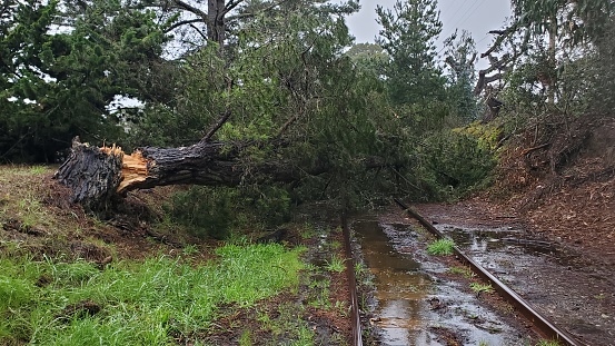 Storm damage on railroad