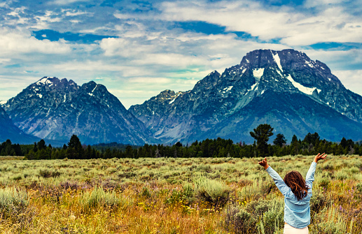 Girl enjoying the great outdoors in the grand Tetons