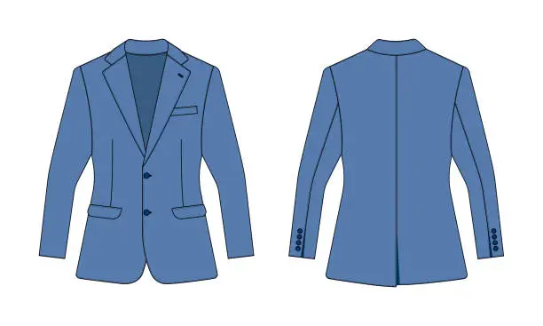 Vector illustration of Suit  jacket vector template illustration | blue