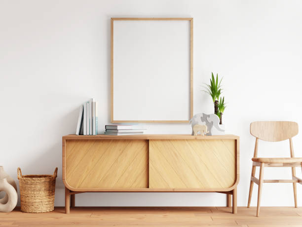 istock Frame and poster mockup in boho style interior. 3d rendering, 3d illustration 1456291297