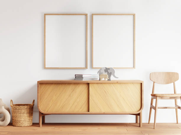 istock Frame and poster mockup in boho style interior. 3d rendering, 3d illustration 1456291298