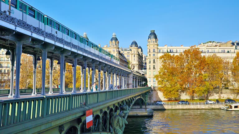 Subway Train to Historical Residential Building. Paris