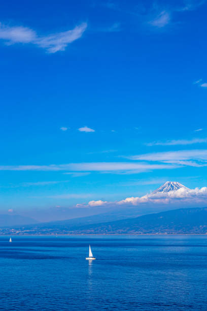 Mt. Fuji seen from Suruga Bay in Japan is very beautiful.