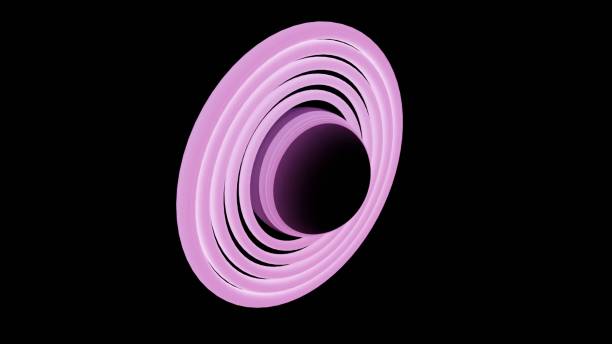istock Illustration of Abstract seamless loop 3D render neon circle. Colorful neon circles abstract futuristic hi-tech motion background. 1456297897