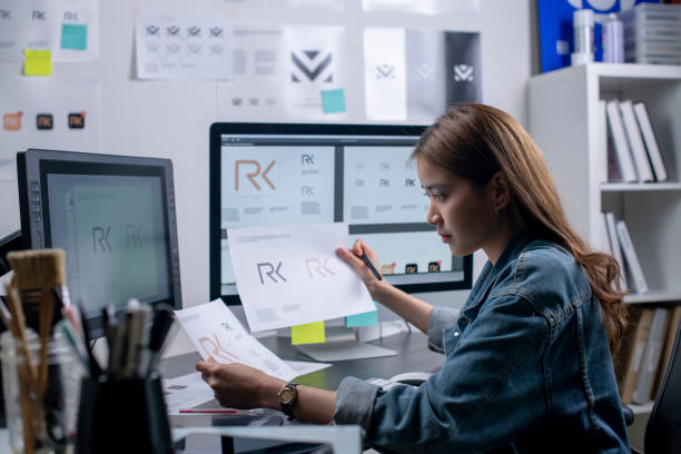 istock Woman graphic designer working in office. 1456301984