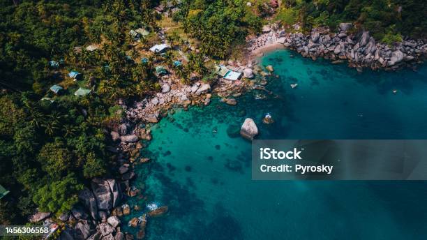 Hin Wong Bay On Koh Tao Island Thailand Stock Photo - Download Image Now - Above, Aerial View, Backgrounds