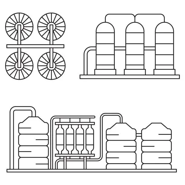 Vector illustration of Water purification plant vector