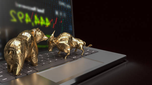 istock The gold bull and bear on notebook for business concept 3d rendering 1456309998