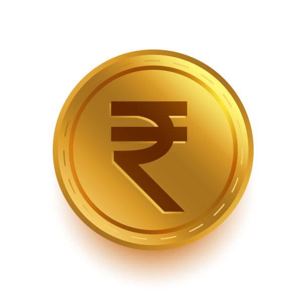 digital currency indian rupee symbol on golden coin digital currency indian rupee symbol on golden coin vector rupee symbol stock illustrations
