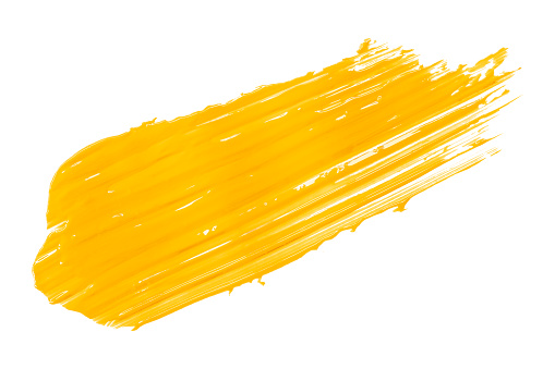 Shiny yellow brush isolated on white background. Yellow watercolor.