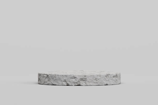 istock Rock stone podium pedestal empty display product presentation showcase mockup abstract background concrete natural concept 3d rendering 1456315685