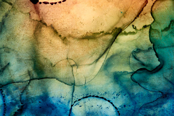 istock Hand paint alcohol ink background studio shot. 1456317406