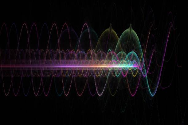 electromagnetic wave space, abstract modern background - sound wave flash imagens e fotografias de stock