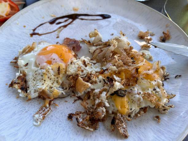 istock fried eggs and bacon ham crispy  from the grill and balsamic vinegar 1456320963