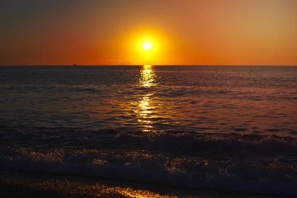 istock Red sunset over the sea. Beautiful sunset. 1456324215