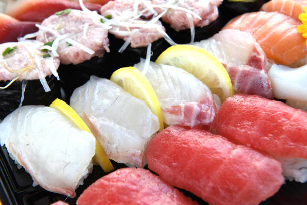 Japanese sushi forcused on sea bream