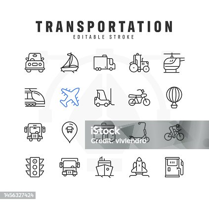 istock Transportation Line Icon Set. Editable Stroke. Pixel Perfect. 1456327424