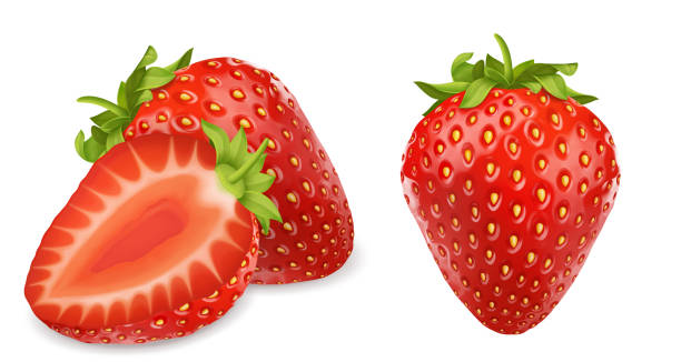 istock Whole and slice of strawberry realistic illustration isolated on transparent background 1456332908