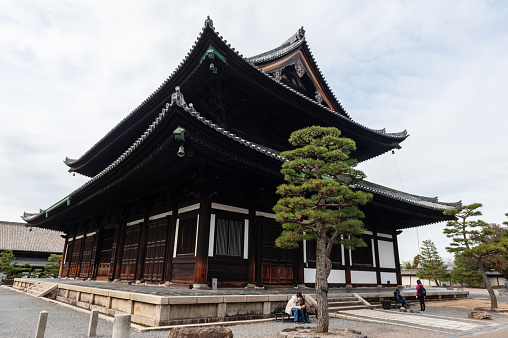 Kyoto, Japan - December 29, 2019. Exterior shot of the Tufuku-Ji Temple complex.