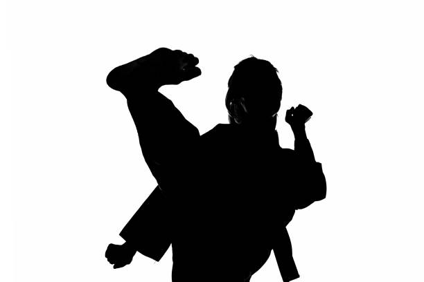 estilo karate - martial arts women tae kwon do black belt fotografías e imágenes de stock