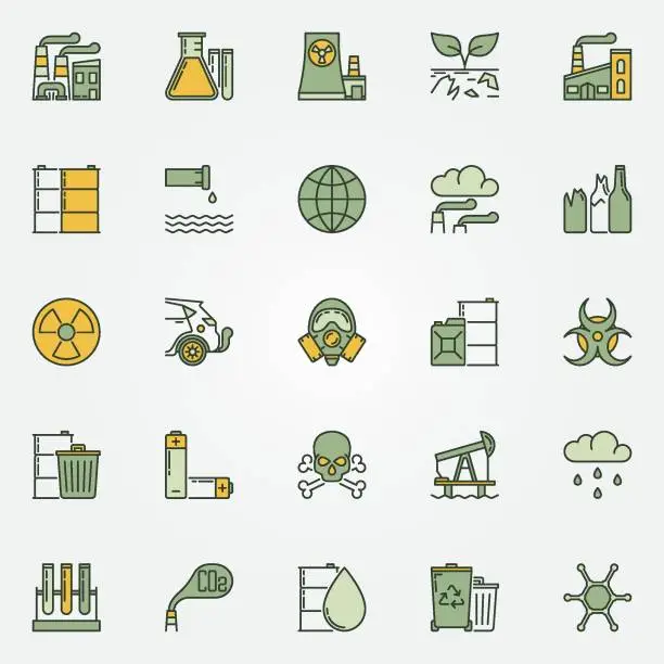 Vector illustration of Colorful pollution icons