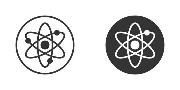 Atom icon. Simple design. Vector illustration. Atom icon. Simple design. Vector illustration atom nuclear energy physics science stock illustrations