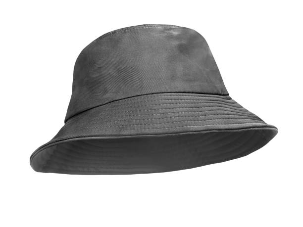 istock Black bucket hat isolated on white background 1456341984