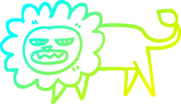 istock cold gradient line drawing of a cartoon angry lion 1456344292
